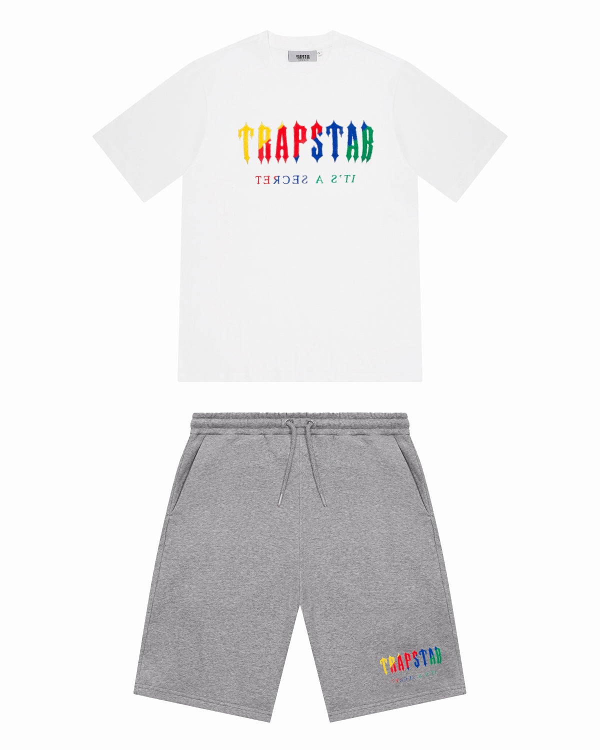 Zestaw-krotkich-spodenek-Trapstar-Chenille-Decoded-bialy-cukierkowy.jpeg Zestaw kr?tkich Spodenek Trapstar Chenille Decoded – Bialy/Cukierkowy - Image 1